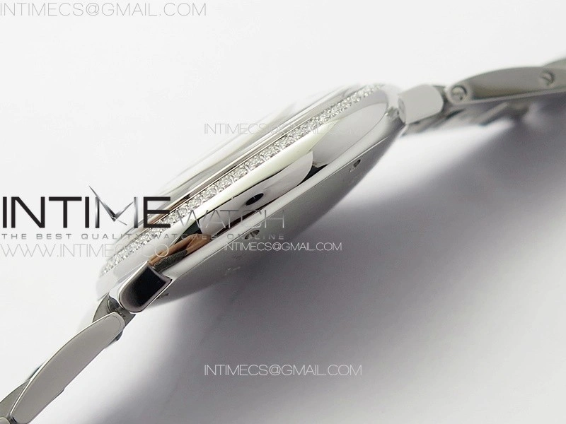 Ballon Bleu 36mm Diamons Bezel SS 3KF 1:1 Best Edition White Textured Dial on SS Bracelet A076