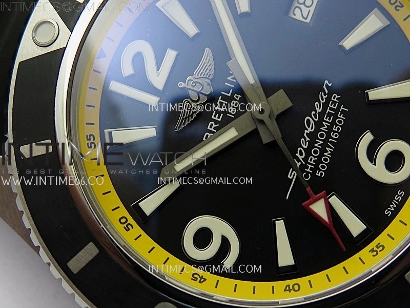 SuperOcean Automatic 46mm TF 1:1 Best Edition Black Dial Yellow Inner Bezel on Black Rubber Strap A2824