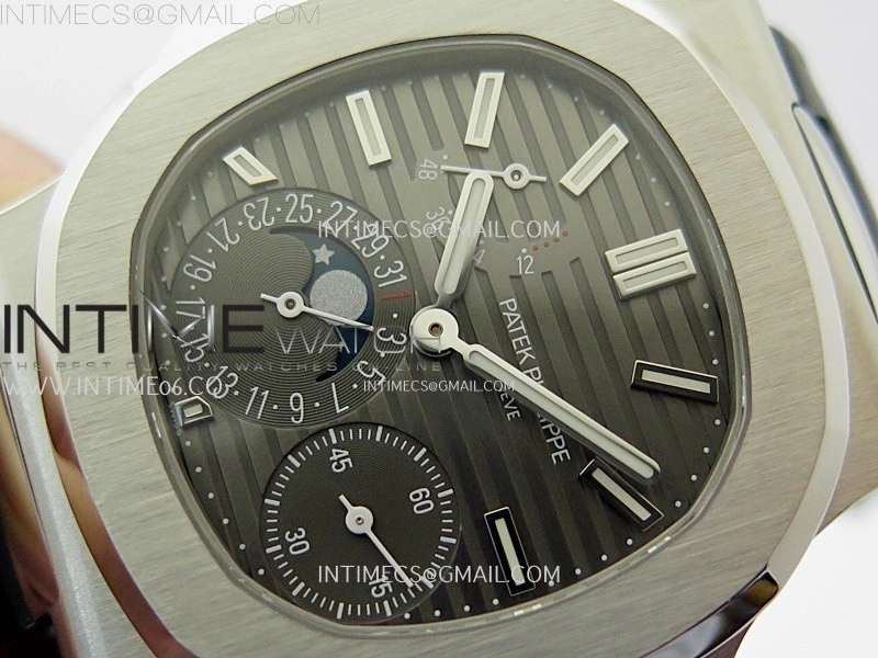 Nautilus 5712 001 SS PPF 1:1 Best Edition Gray Dial on Black Leather Strap A240 Super Clone