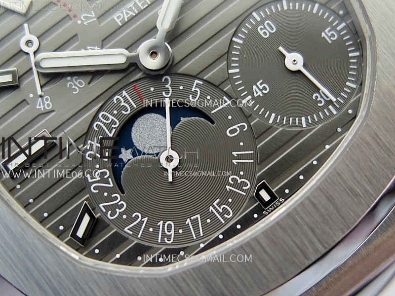 Nautilus 5712 001 SS PPF 1:1 Best Edition Gray Dial on Black Leather Strap A240 Super Clone