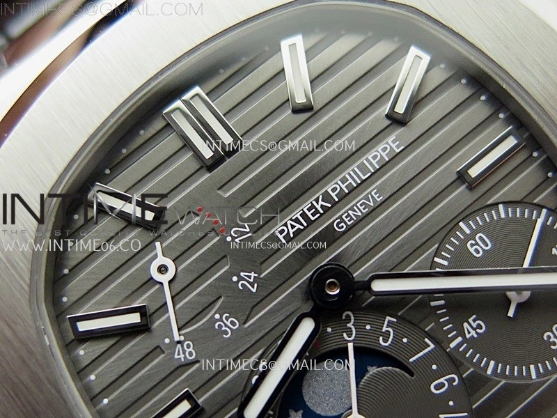 Nautilus 5712 001 SS PPF 1:1 Best Edition Gray Dial on Black Leather Strap A240 Super Clone