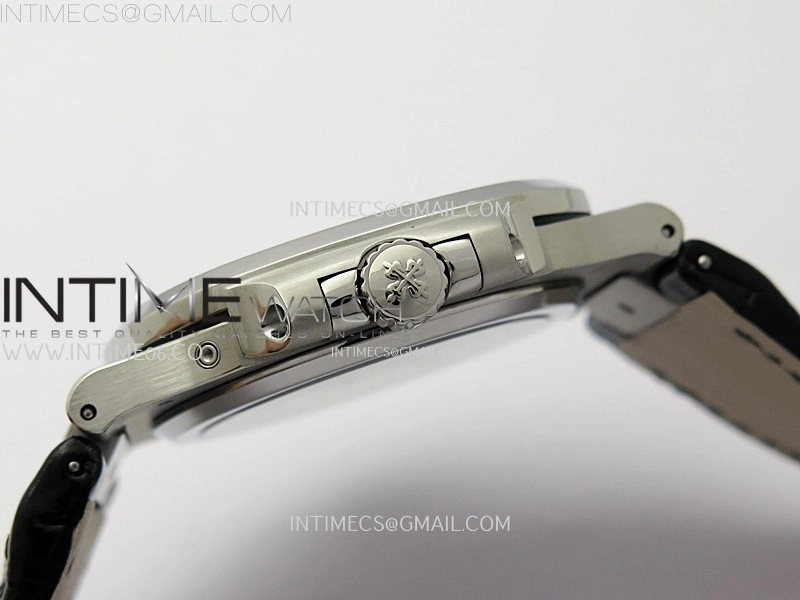 Nautilus 5712 001 SS PPF 1:1 Best Edition Gray Dial on Black Leather Strap A240 Super Clone