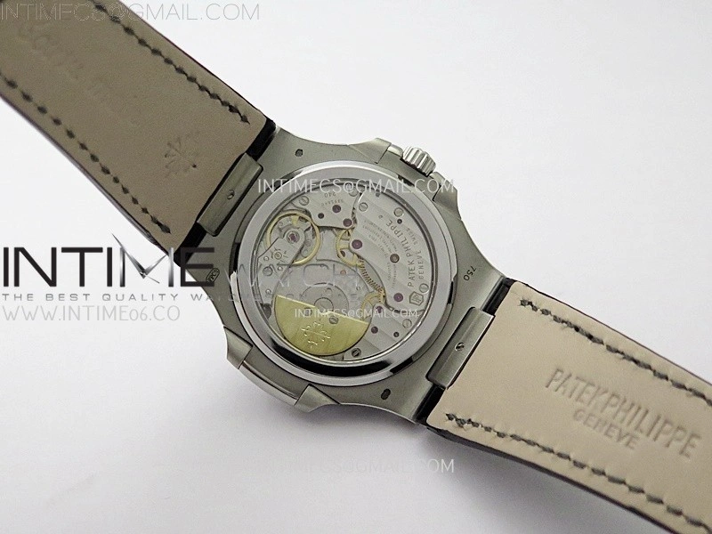 Nautilus 5712 001 SS PPF 1:1 Best Edition Gray Dial on Black Leather Strap A240 Super Clone