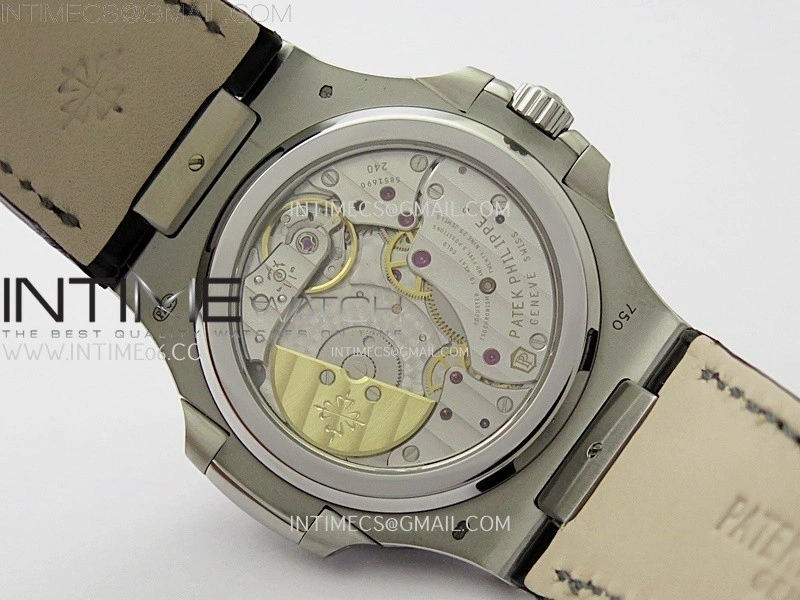 Nautilus 5712 001 SS PPF 1:1 Best Edition Gray Dial on Black Leather Strap A240 Super Clone