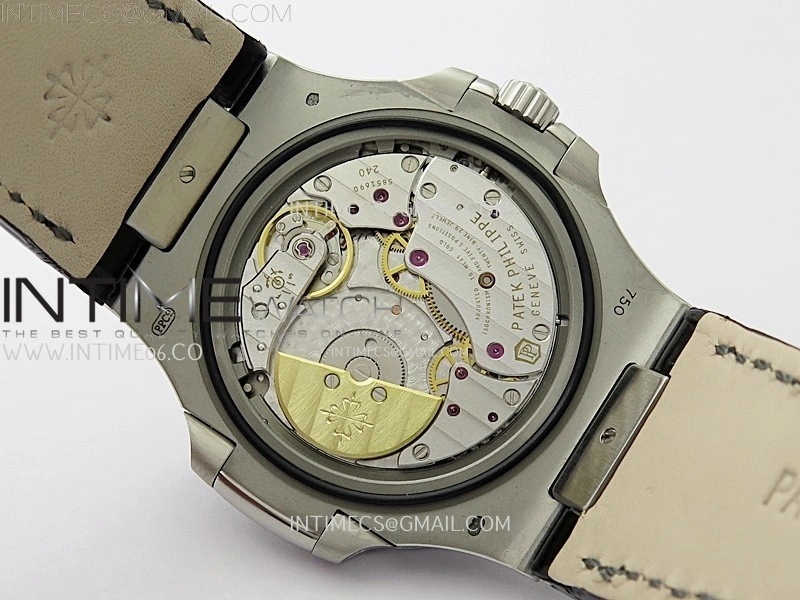 Nautilus 5712 001 SS PPF 1:1 Best Edition Gray Dial on Black Leather Strap A240 Super Clone