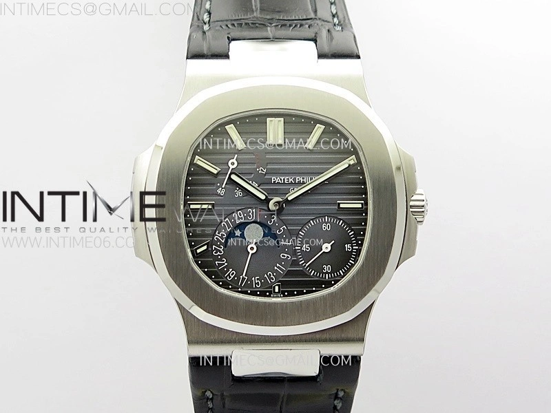 Nautilus 5712G SS PPF 1:1 Best Edition Blue Dial on Black Leather Strap A240 Super Clone V2