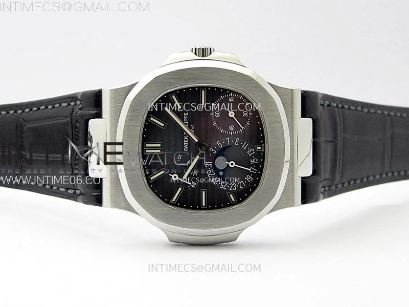 Nautilus 5712G SS PPF 1:1 Best Edition Blue Dial on Black Leather Strap A240 Super Clone V2