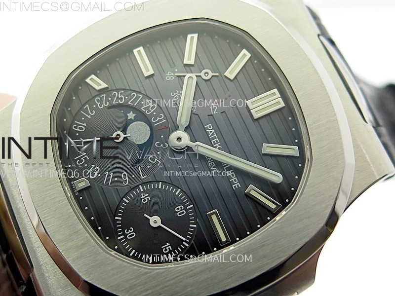 Nautilus 5712G SS PPF 1:1 Best Edition Blue Dial on Black Leather Strap A240 Super Clone V2