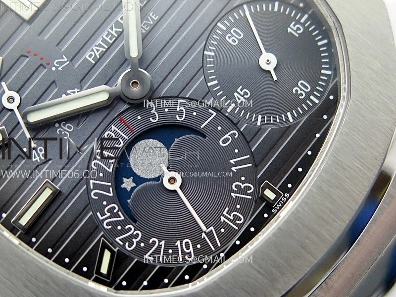 Nautilus 5712G SS PPF 1:1 Best Edition Blue Dial on Black Leather Strap A240 Super Clone V2