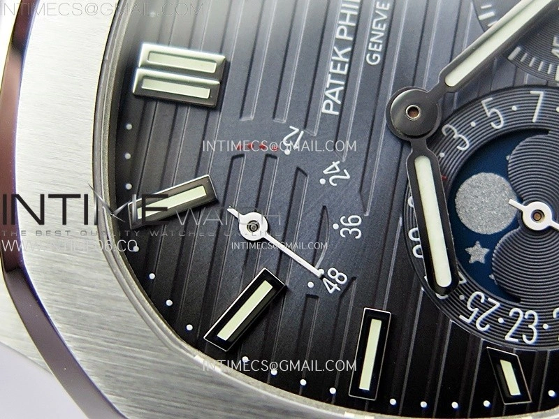 Nautilus 5712G SS PPF 1:1 Best Edition Blue Dial on Black Leather Strap A240 Super Clone V2