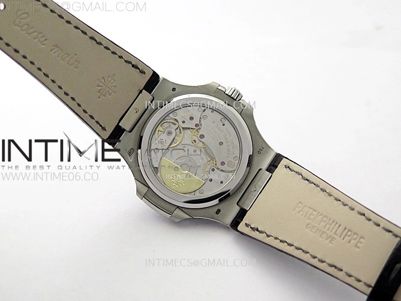 Nautilus 5712G SS PPF 1:1 Best Edition Blue Dial on Black Leather Strap A240 Super Clone V2