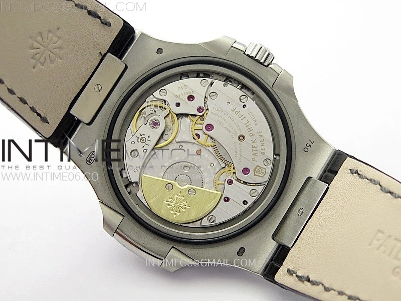 Nautilus 5712G SS PPF 1:1 Best Edition Blue Dial on Black Leather Strap A240 Super Clone V2