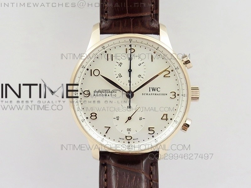 Portuguese IWC371401 ZF 1:1 Best Edition RG White Dial Gold Markers on Brown Leather Strap A7750