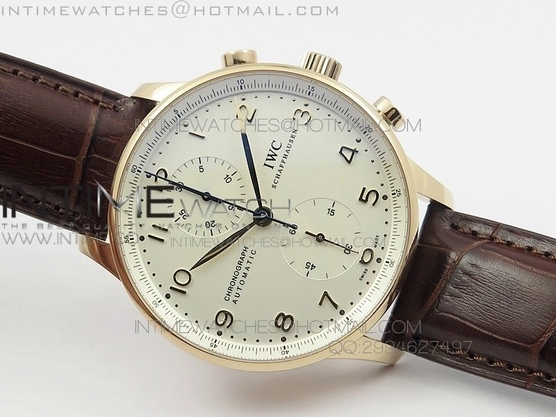 Portuguese IWC371401 ZF 1:1 Best Edition RG White Dial Gold Markers on Brown Leather Strap A7750