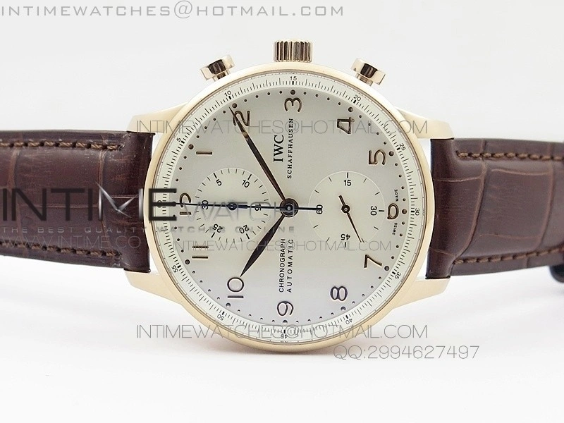 Portuguese IWC371401 ZF 1:1 Best Edition RG White Dial Gold Markers on Brown Leather Strap A7750
