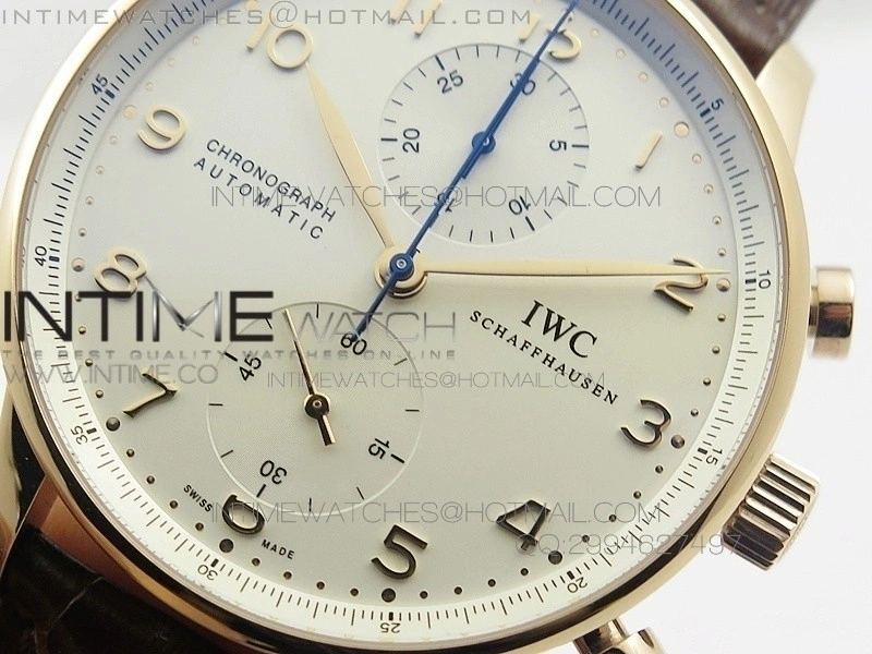 Portuguese IWC371401 ZF 1:1 Best Edition RG White Dial Gold Markers on Brown Leather Strap A7750