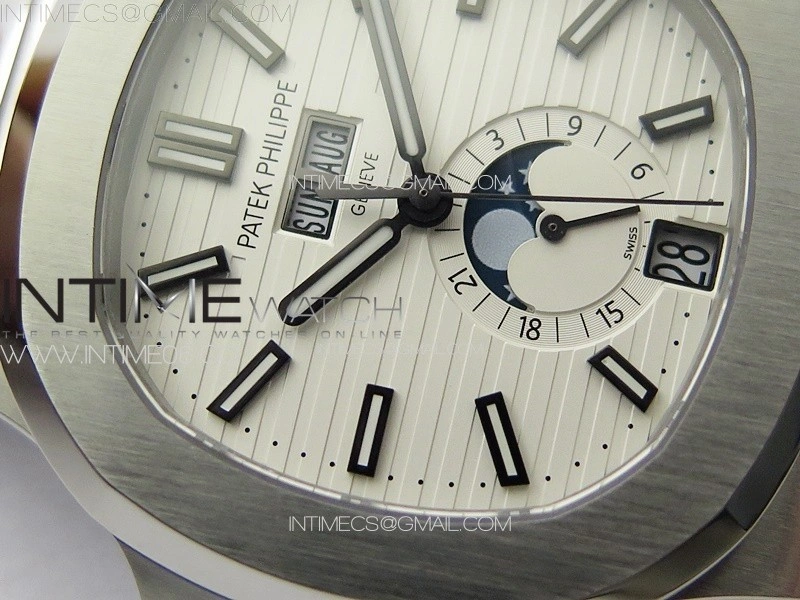 Nautilus 5726 Full Function SS PPF 1:1 Best Edition White Dial on Black Rubber Strap PPF324