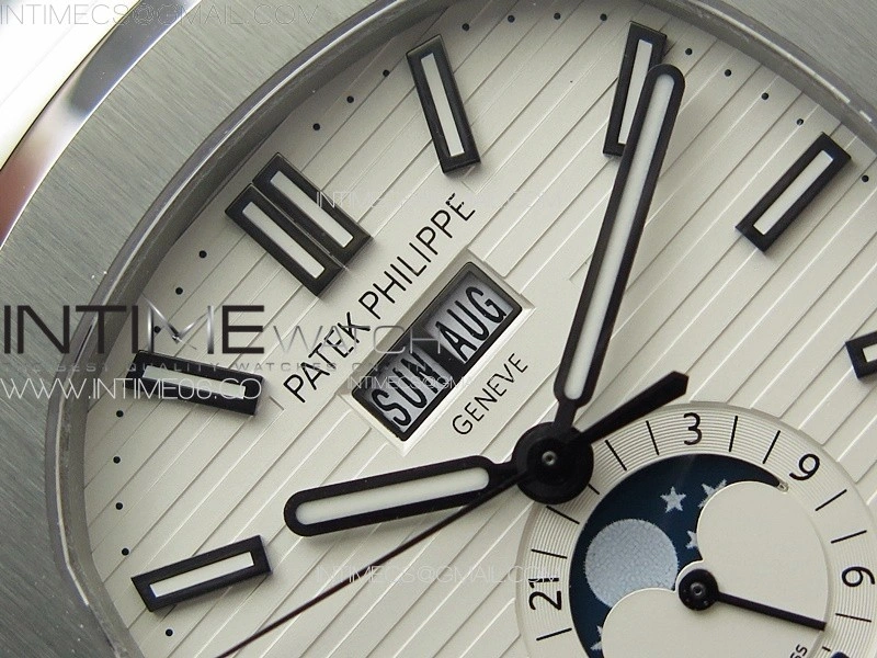 Nautilus 5726 Full Function SS PPF 1:1 Best Edition White Dial on Black Rubber Strap PPF324