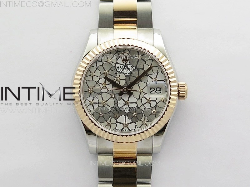 DateJust 31mm 72610 SS RG APSF Best Edition Blue Flowers Crystals Dial on Oyster Bracelet A2824