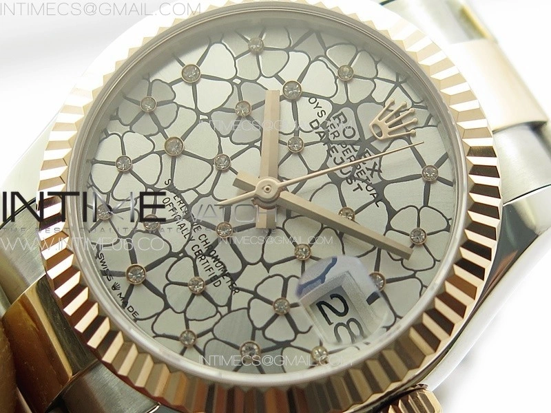 DateJust 31mm 72610 SS RG APSF Best Edition Blue Flowers Crystals Dial on Oyster Bracelet A2824