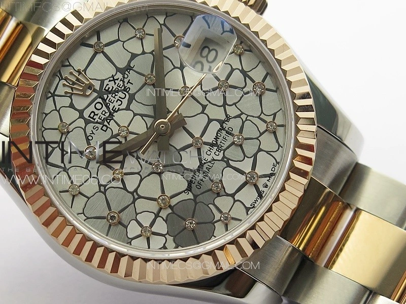 DateJust 31mm 72610 SS RG APSF Best Edition Blue Flowers Crystals Dial on Oyster Bracelet A2824