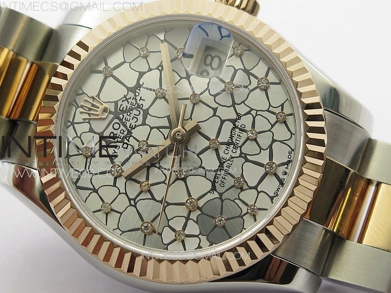 DateJust 31mm 72610 SS RG APSF Best Edition Blue Flowers Crystals Dial on Oyster Bracelet A2824