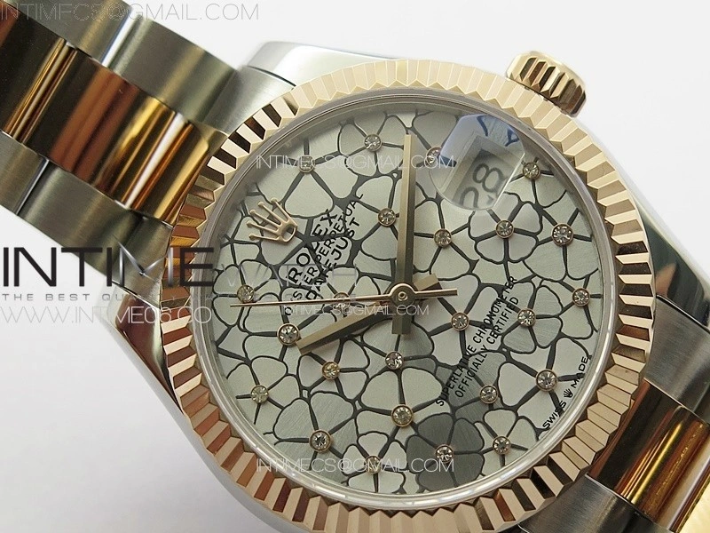 DateJust 31mm 72610 SS RG APSF Best Edition Blue Flowers Crystals Dial on Oyster Bracelet A2824