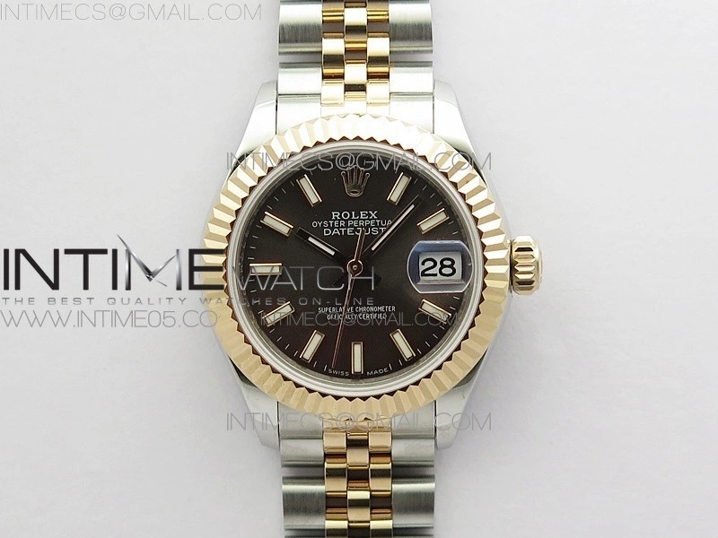 Datejust 28mm 279173 SS RG BP Best Edition Gray Stick Markers Dial on SS RG Jubilee Bracelet ETA2671