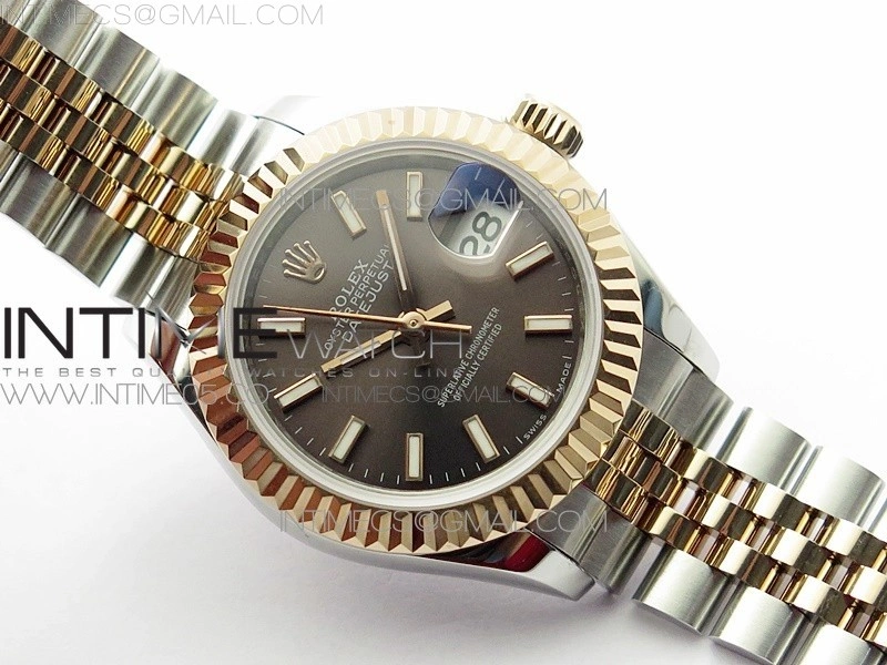 Datejust 28mm 279173 SS RG BP Best Edition Gray Stick Markers Dial on SS RG Jubilee Bracelet ETA2671
