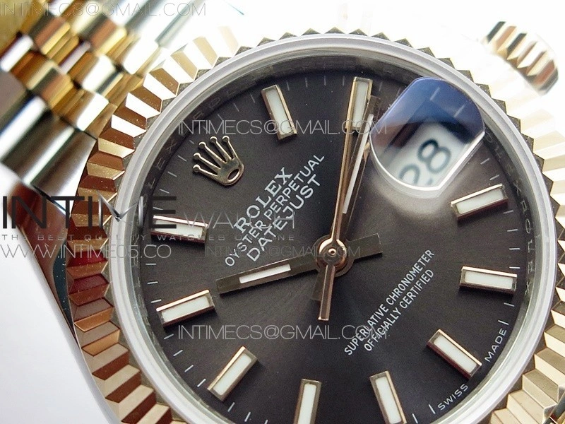 Datejust 28mm 279173 SS RG BP Best Edition Gray Stick Markers Dial on SS RG Jubilee Bracelet ETA2671