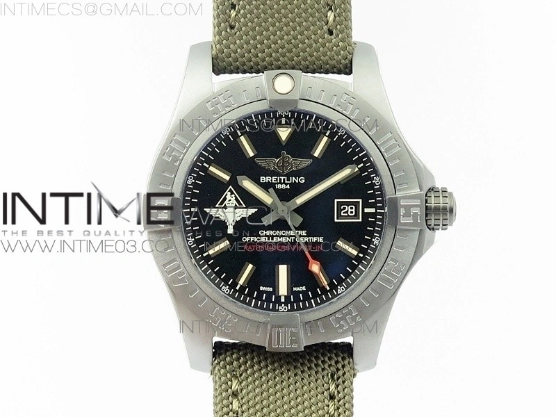 AVENGER V17310 Ti DLC 1:1 Best Edition Black Dial Pathfinders First In on Nylon Strap A2824