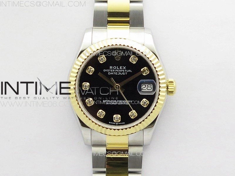 DateJust 31mm 178271 SS YG APSF Best Edition Black Dial Crystal Markers on Oyster Bracelet A2824