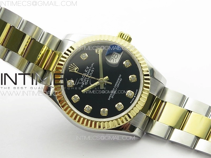 DateJust 31mm 178271 SS YG APSF Best Edition Black Dial Crystal Markers on Oyster Bracelet A2824