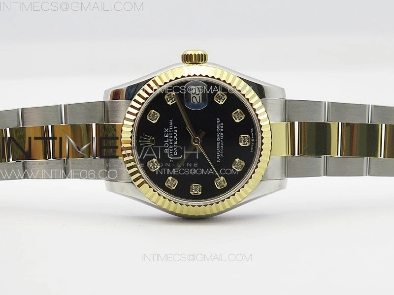 DateJust 31mm 178271 SS YG APSF Best Edition Black Dial Crystal Markers on Oyster Bracelet A2824