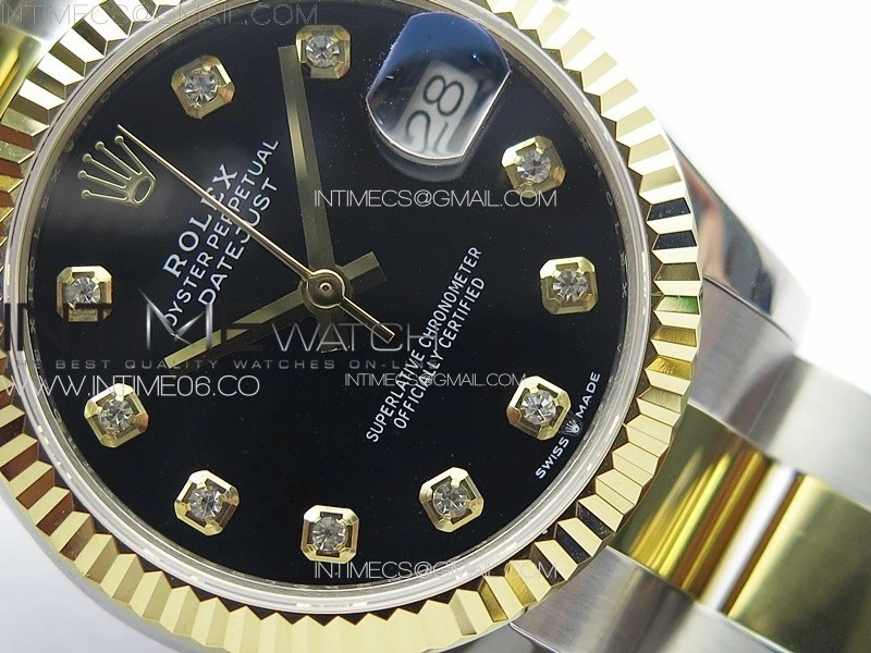 DateJust 31mm 178271 SS YG APSF Best Edition Black Dial Crystal Markers on Oyster Bracelet A2824