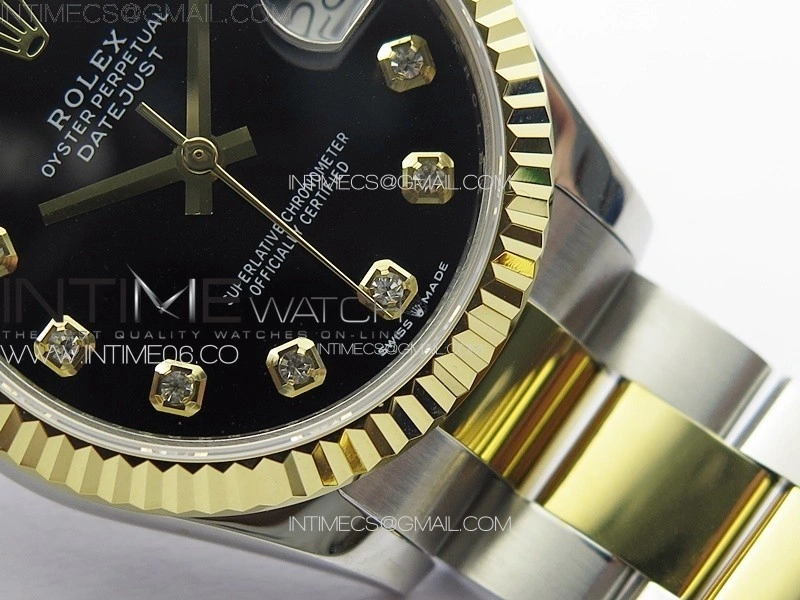 DateJust 31mm 178271 SS YG APSF Best Edition Black Dial Crystal Markers on Oyster Bracelet A2824