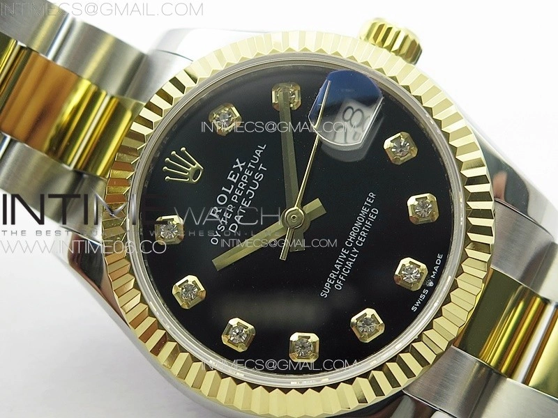 DateJust 31mm 178271 SS YG APSF Best Edition Black Dial Crystal Markers on Oyster Bracelet A2824