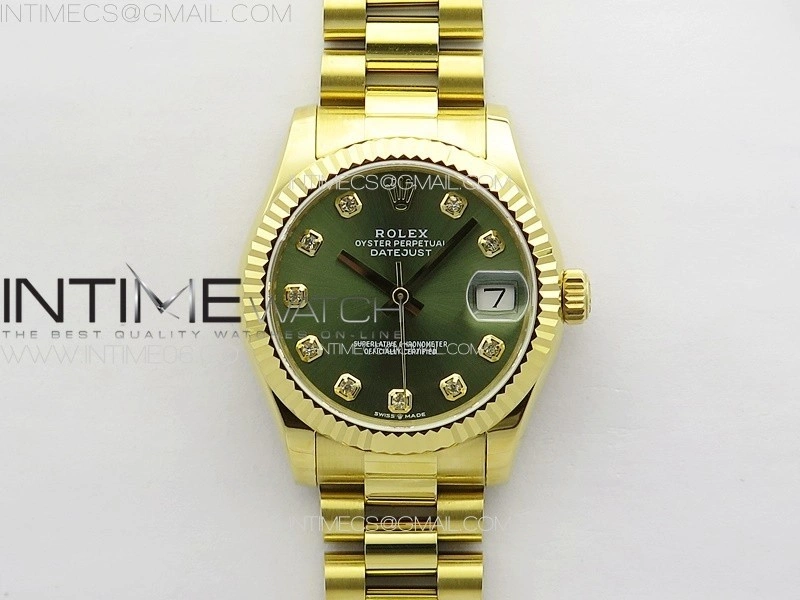 DateJust 31mm 178271 YG APSF Best Edition Gray Dial Crystal Markers on President Bracelet A2824