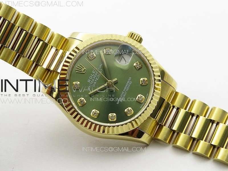 DateJust 31mm 178271 YG APSF Best Edition Gray Dial Crystal Markers on President Bracelet A2824