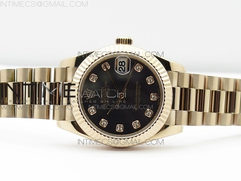 Datejust 31mm 278275 RG BP Best Edition MOP Black Crystal Markers Dial on RG President Bracelet