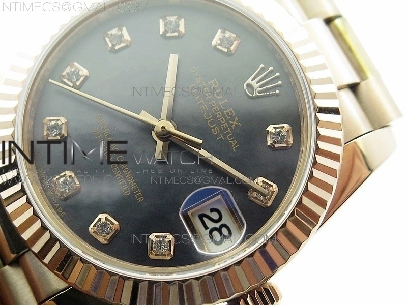 Datejust 31mm 278275 RG BP Best Edition MOP Black Crystal Markers Dial on RG President Bracelet