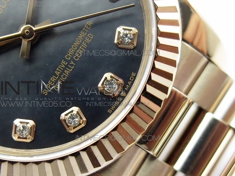 Datejust 31mm 278275 RG BP Best Edition MOP Black Crystal Markers Dial on RG President Bracelet