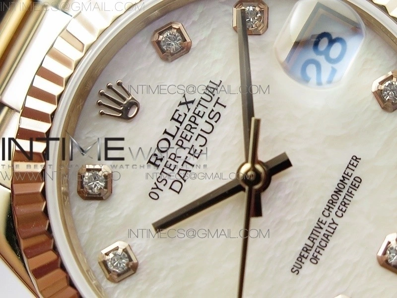 Datejust 31mm 278275 RG BP Best Edition White MOP Crystal Markers Dial on RG President Bracelet