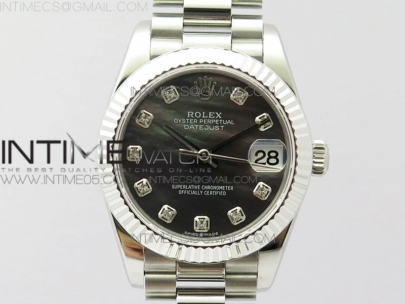 Datejust 31mm 278275 SS BP Best Edition Gray MOP Crystals Markers Dial on SS President Bracelet