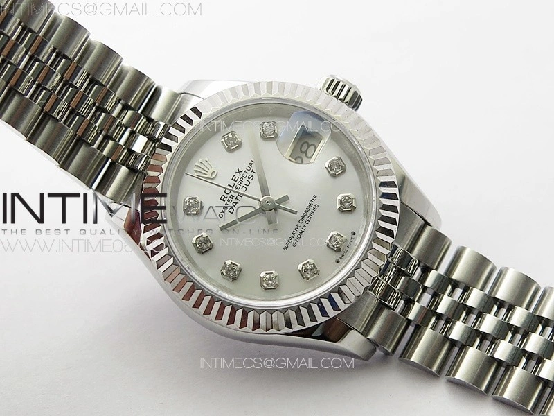 Datejust 28mm 279179 SS APSF Best Edition Silver Dial Crystals Markers on SS Jubilee Bracelet NH05