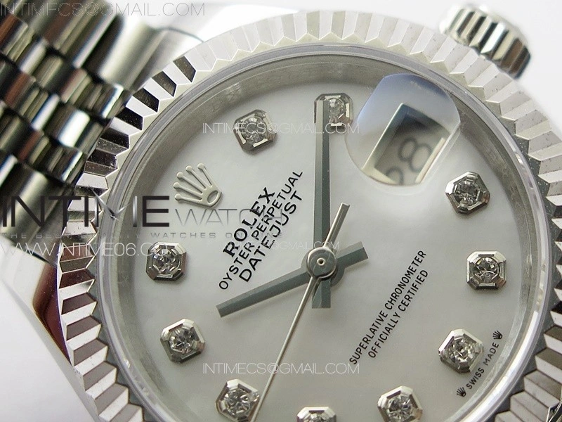 Datejust 28mm 279179 SS APSF Best Edition Silver Dial Crystals Markers on SS Jubilee Bracelet NH05