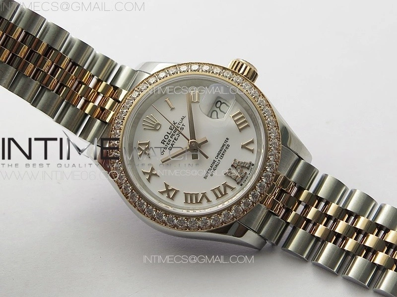 Datejust 28mm 279179 SS RG APSF Best Edition White Dial Roman Markers on SS RG Jubilee Bracelet NH05