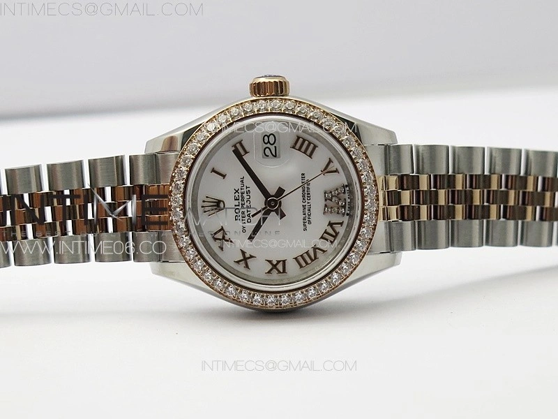 Datejust 28mm 279179 SS RG APSF Best Edition White Dial Roman Markers on SS RG Jubilee Bracelet NH05
