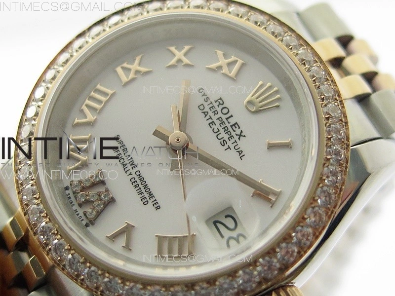 Datejust 28mm 279179 SS RG APSF Best Edition White Dial Roman Markers on SS RG Jubilee Bracelet NH05