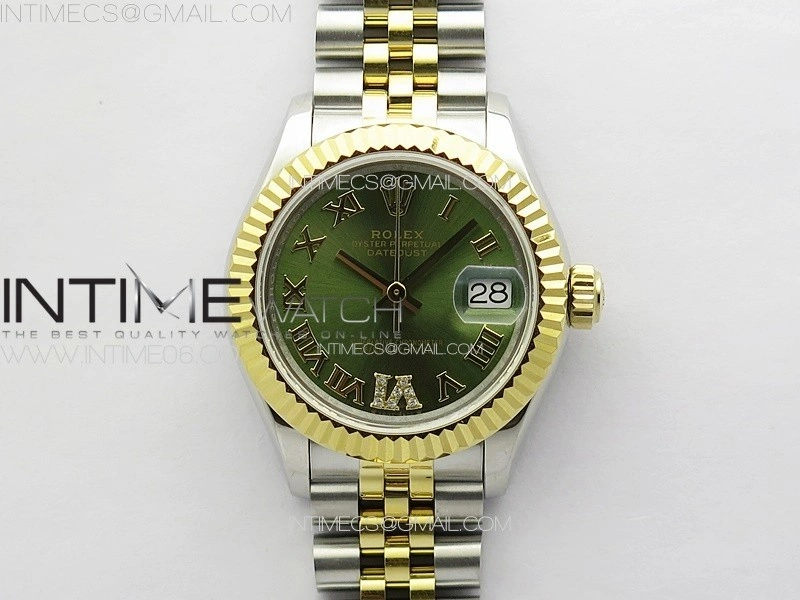 Datejust 28mm 279179 SS YG APSF Best Edition Green Dial Roman Markers on SS YG Jubilee Bracelet NH05